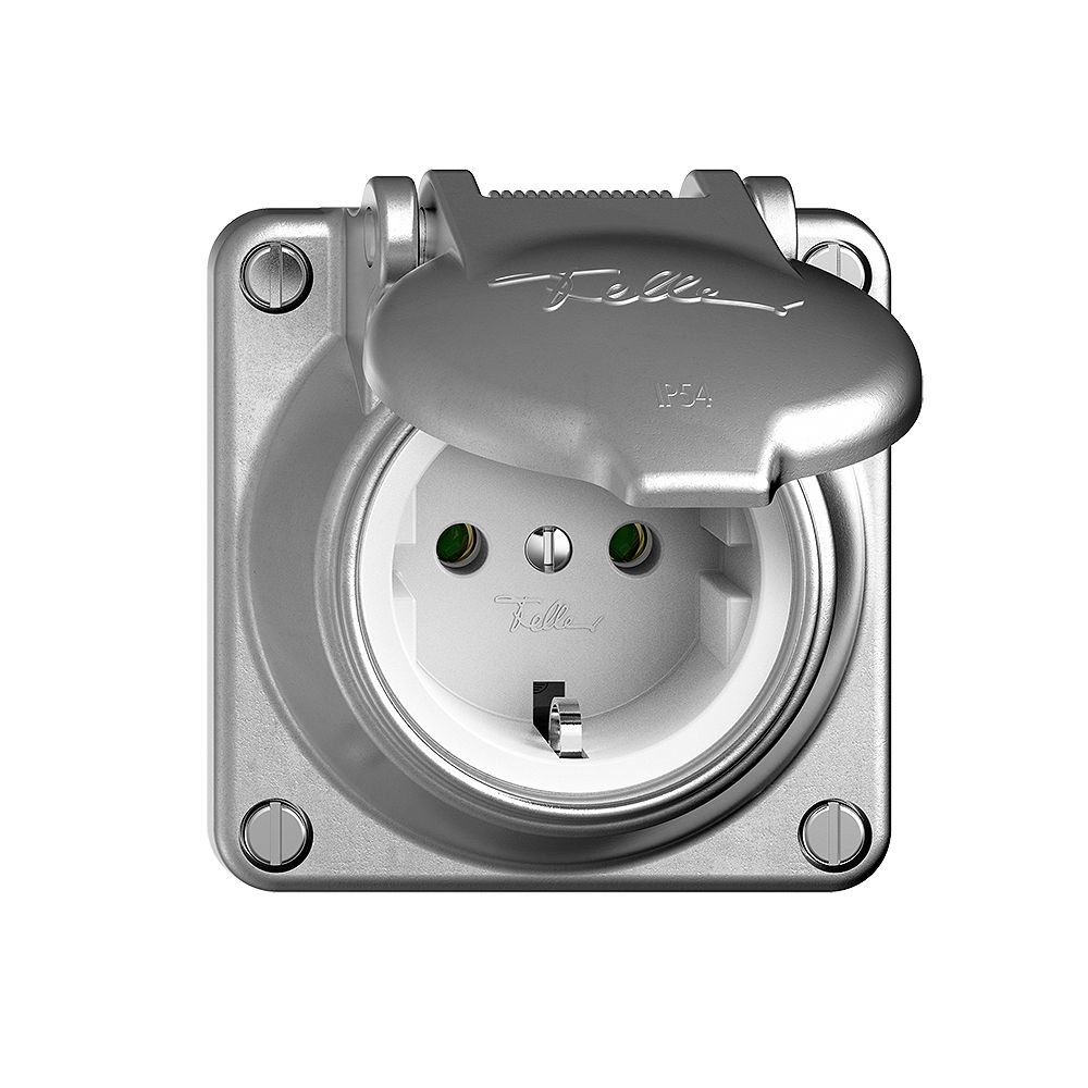 Prise SCHUKO FH AG.CO, 16A, 250VAC, L+N+PE aluminium poli