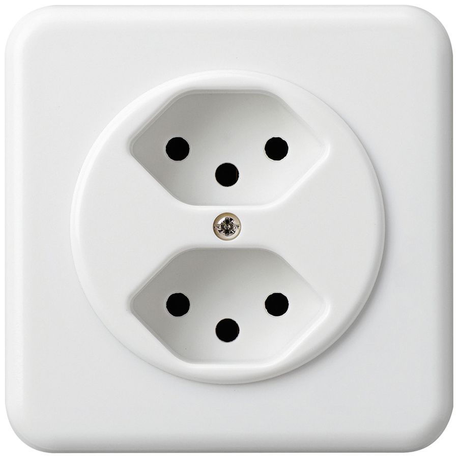 Prise ENC basico 2×type 13 blanc avec sécurité enfants