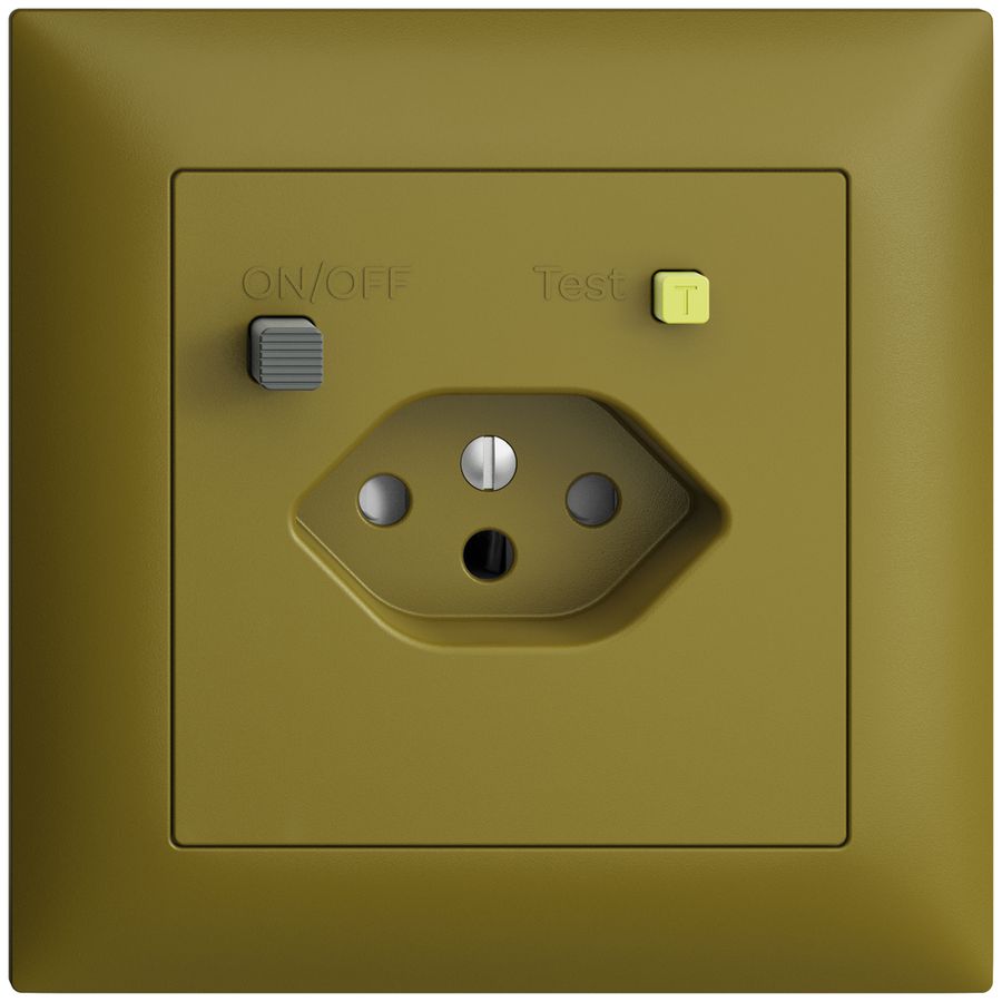 UP-Steckdose EDIZIOdue T13 FI 30mA FMI, shutter, olive