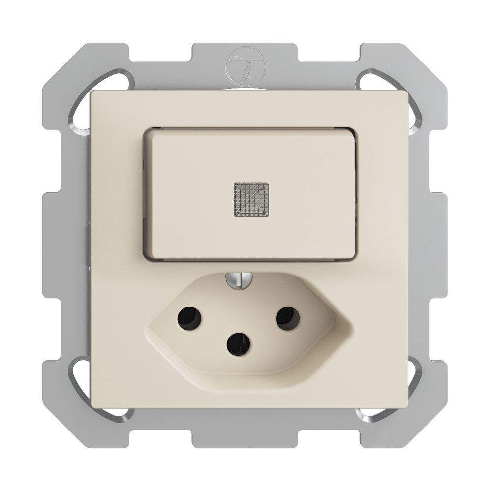 UP-Leuchtkombination 6/1L+T13 crema, LS EDIZIOdue mit Linse, LED gelb