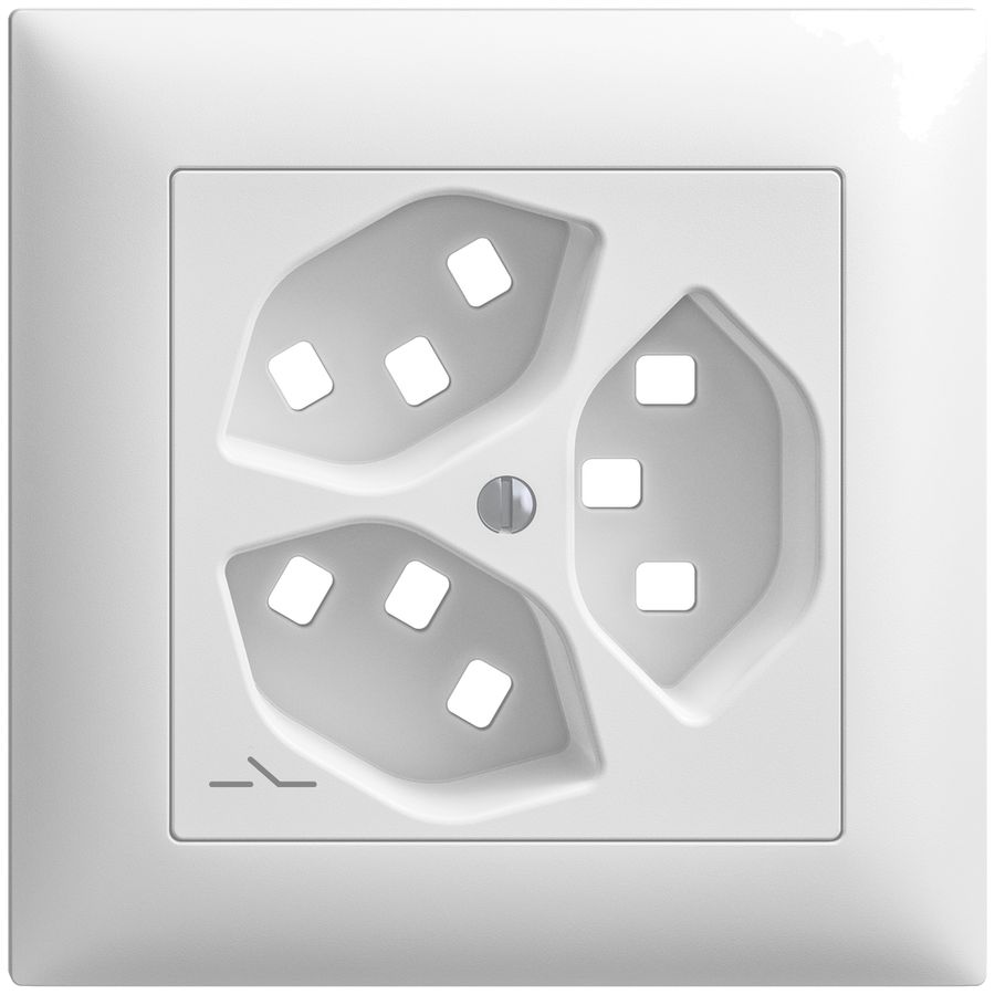 Kit de montage ENC Feller EDIZIOdue, pour prise 3×T23 1×séparé, blanc