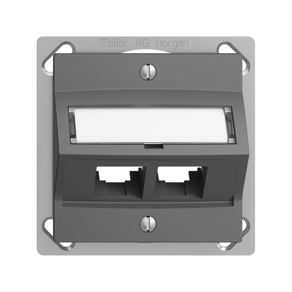 EB-Montageset S-One EDIZIOdue FM.TE für 2×RJ45 schräg, dunkelgrau
