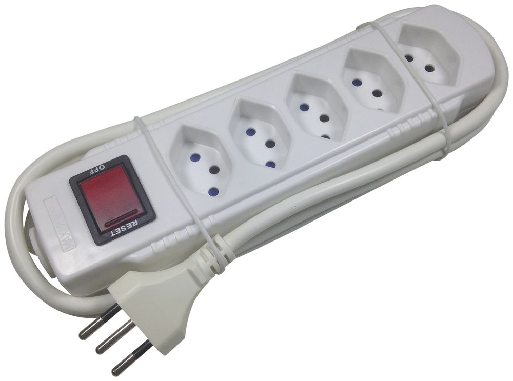 Prise multiple avec interrupteur ELBROLINE 5×T13 2m blanc