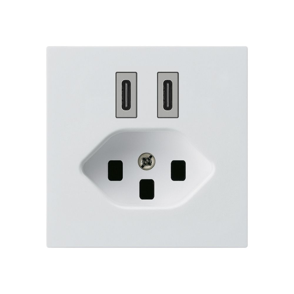 Prise de charge USB Hager kallysto C-C 20W+T23 5V 60×60mm blanc