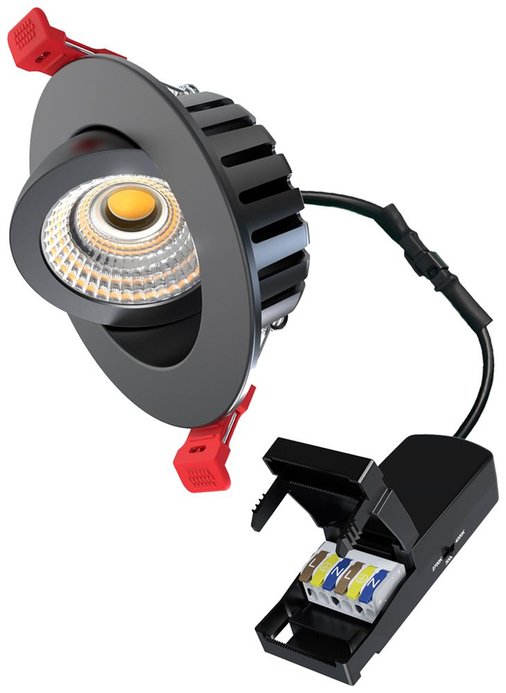 Downlight LED DOTLUX HEATspin 7W 840lm 2700…4000K IP20 WB Ø90×37mm nero