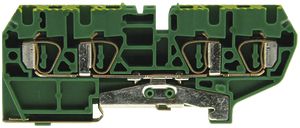 Borne de terre joignable Woertz 0.5…2.5mm² ressort 4×1 rail DIN 35mm vert/jaune
