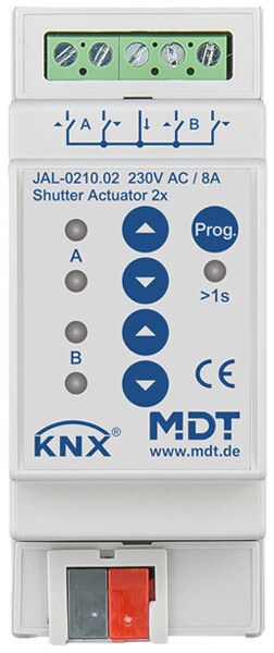 REG-Jalousieaktor KNX MDT JAL-0210.02 2-Kan 8A 300W 230VAC 2TE