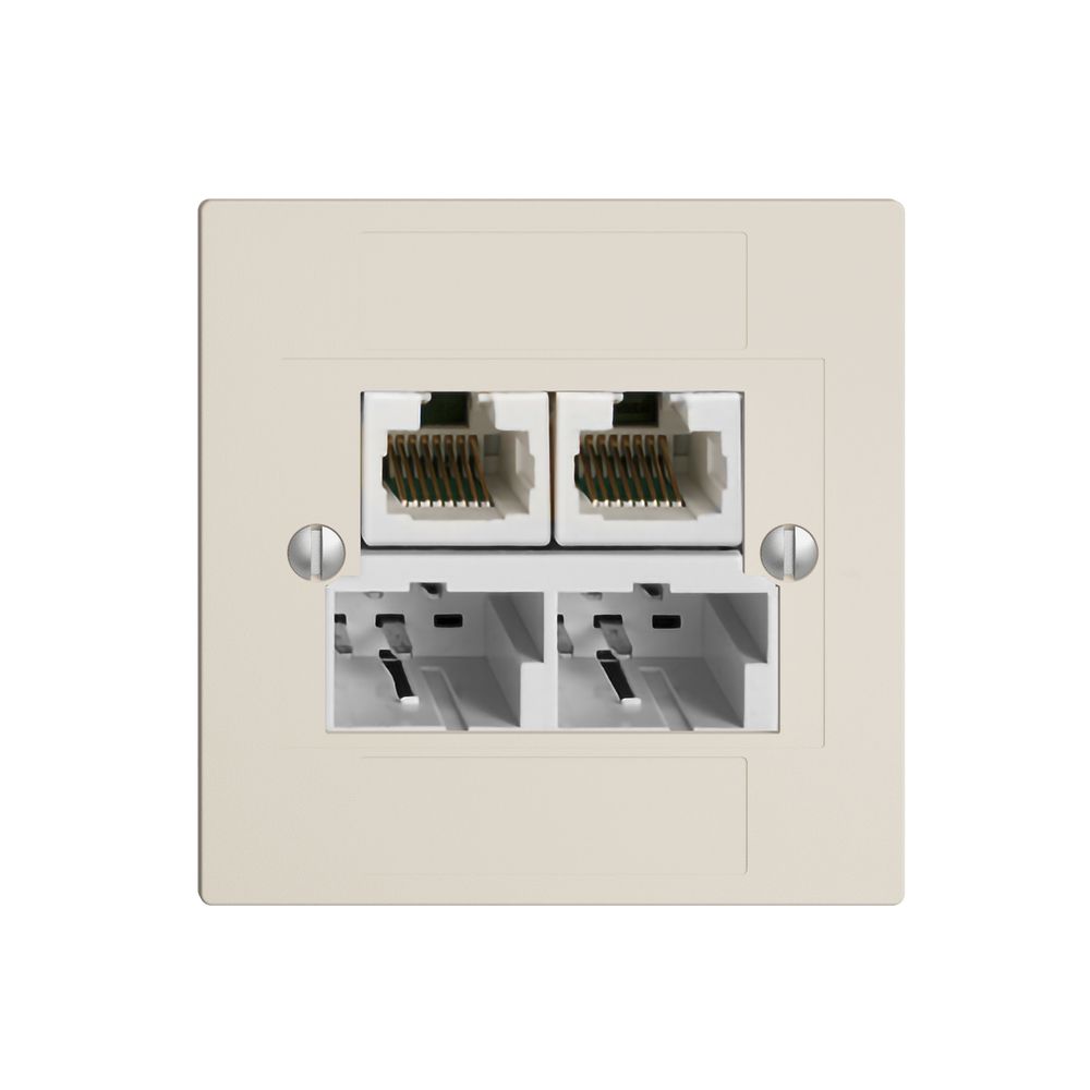 UP-Dose SOHO 2×TT/2×RJ45/u crema getr.ITplus EDIZIOdue