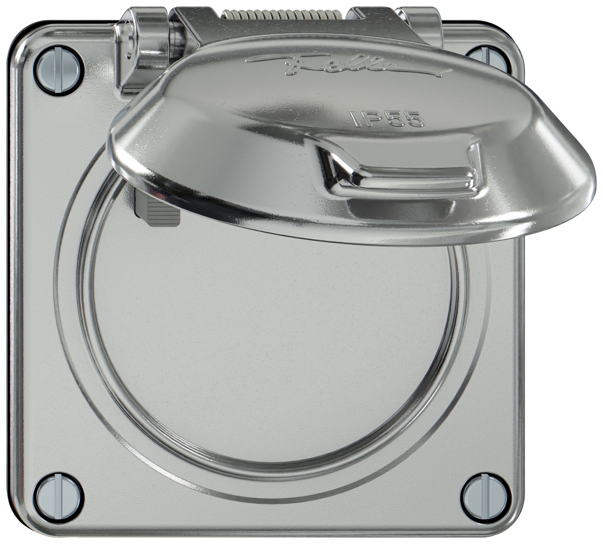 Steckdose FI ELEMENT 1×Typ 23 30mA 16A 250V IP55 mit Klappdeckel aluminium