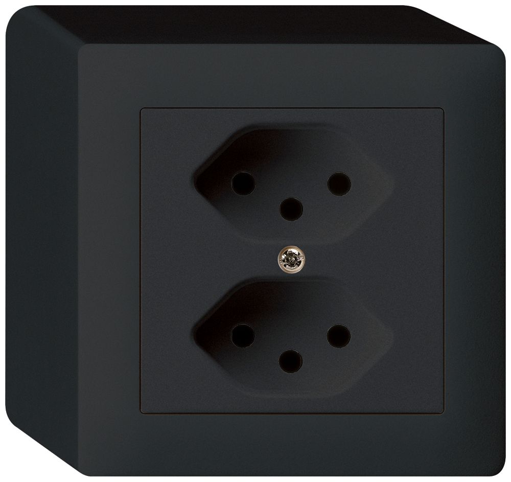 Prise AP kallysto 2×T13 noir avec sécurité enfants