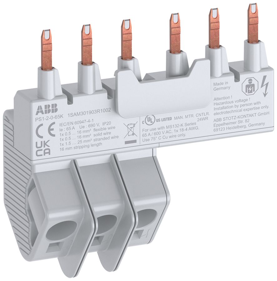 Kammschiene ABB PS1-2-0-65K, für 2×MS132-K 3L 65A 86.7mm Push-In