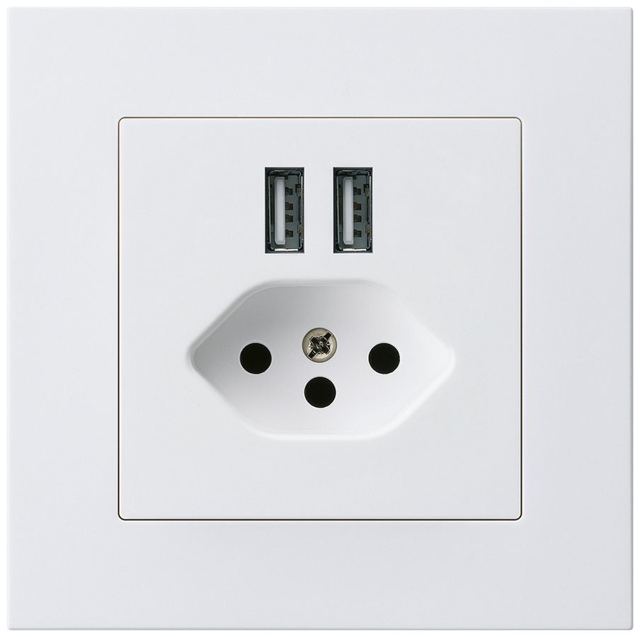 UP-Steckdose 2×USB & T13 kallysto.pro 2400mA weiss
