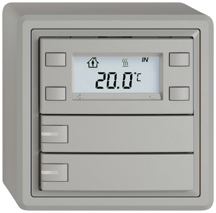 Poussoir RTH AP EDIZIO.liv SNAPFIX® a.RGB-LED 2×touches comm.1T grc