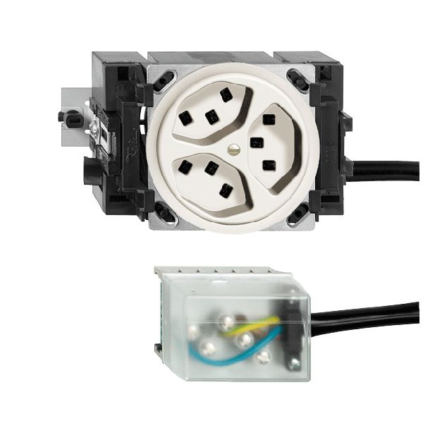 Presa INS 3×T23 16A bianco 53mm L2 FH per Ecobus power