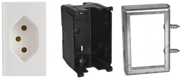 FLF-Steckdose FH 1×T13, zur Montage auf Mediablech m.Montagerahmen&Einlasskasten