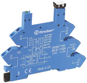 Zoccolo per relè Finder Serie 93 p.relè Serie 34, 6…24VDC morsetti a molla