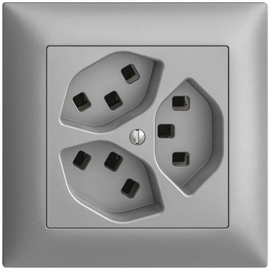 UP-Steckdose 3×T23 16A EDIZIOdue silver, mit Steckklemmen