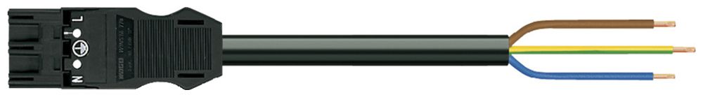 Anschlussleitung MIDI 3×2.5mm² 20A 250V 2m Cod.A Stecker-freies Ende schwarz Cca