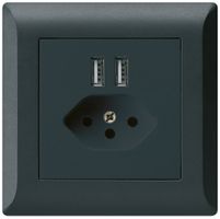 Prise ENC 2×USB & T13 kallysto.line 2400mA noir