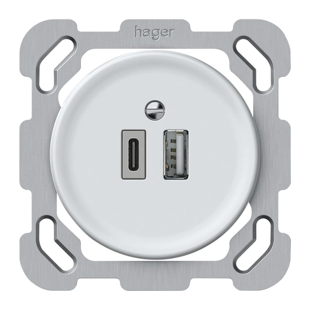 Prise de charge USB ENC origin 1×USB-A 1×USB-C 3000mA 5V blanc