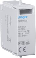 Module enfichable Hager SPB T2 L-N 20kA Uc 275V Imax 40kA Up 1.35kV 1UM