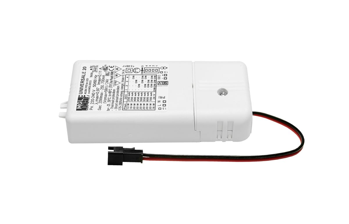 Convertitore a LED 7W 500mA on/off con spina, 108 x 52 x 22mm