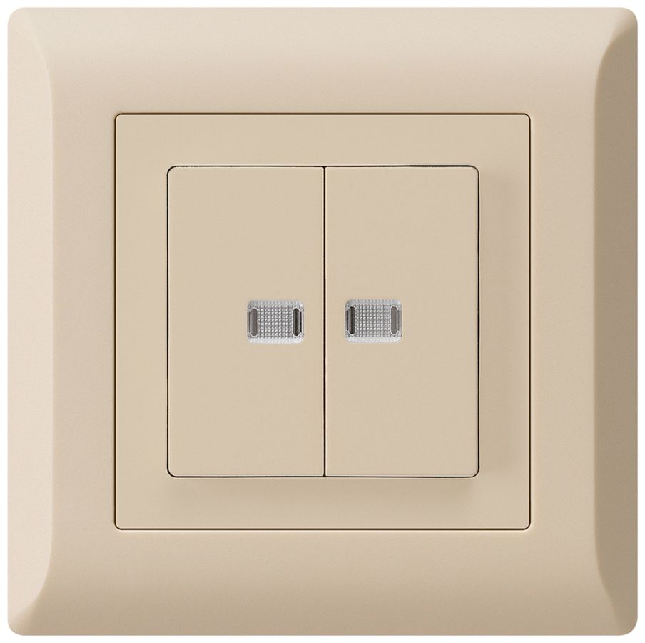 UP-Leuchttaster kallysto.line 2×A-R/1P mit 2 Linsen beige