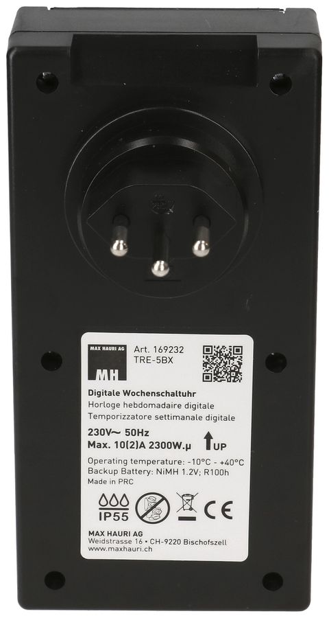 Timer a presa MH digitale 24h 1×tipo 13 10A 230V IP55 nero