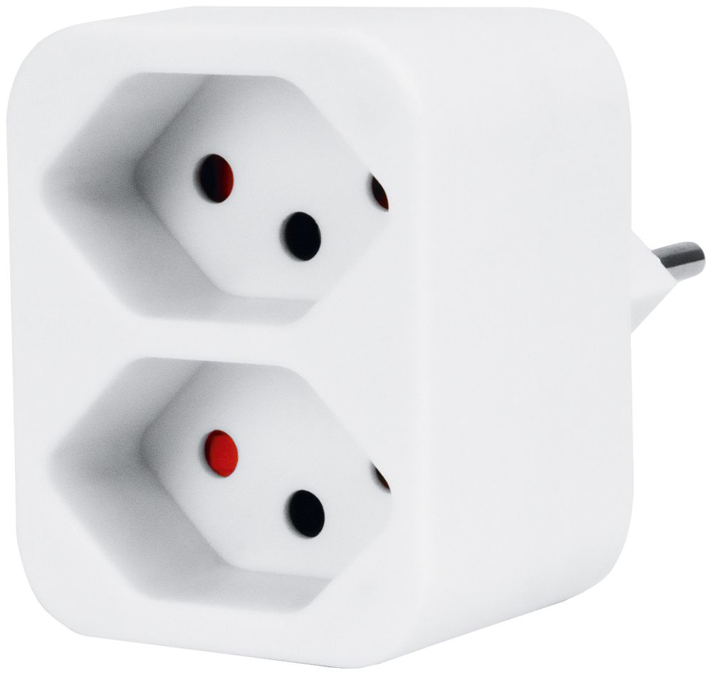 Fiche multiple Steffen 2×T13 10A 230V IP20 blanc