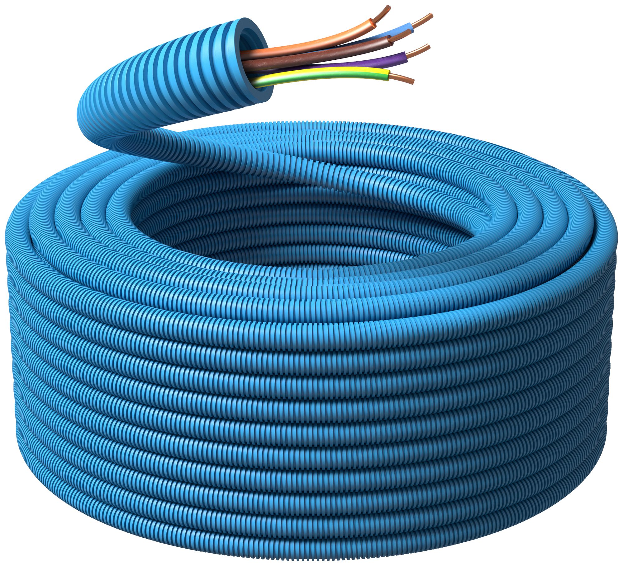 Tube d'installation précâblé KRFWG PM M20 bleu H07V-U 5×1.5mm² or/bl/br/vi/vt-jn
