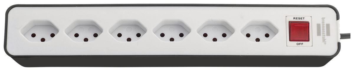 Prise multiple Ecolor interrupteur 6×T13 90° 1.5m H05VV-F 3×1mm² no/bc