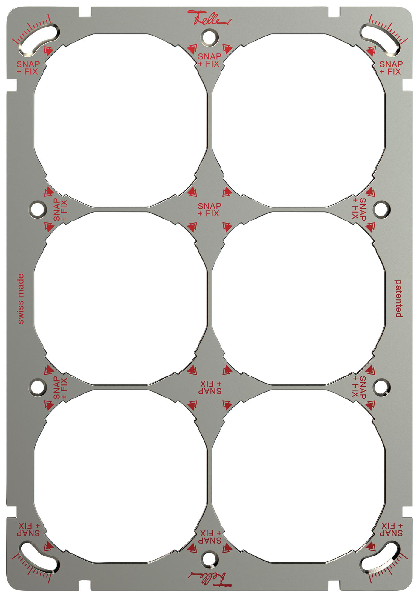 Befestigungsplatte mit SNAPFIX®-Befestigungssystem 3×2 oder 2×3 197×137mm
