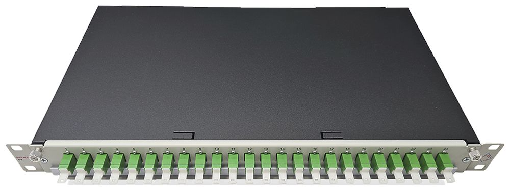 Breakoutbox 19" Dätwyler OV-SV 24×LSH/APC vert OS2 vertical 1UH gris