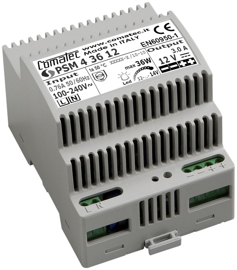 REG-Netzteil Comatec PSM4, IN: 100…240VAC, OUT: 12VDC/36W, stabilisiert, 4TE