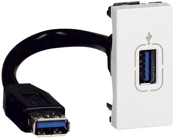 USB-Steckdose Data MOS USB 2.0 vorverdrahtet 1 Modul weiss