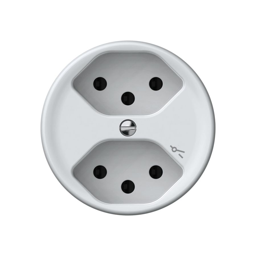 Steckdose origin 2×Typ 13 1×S 10A 230V 60×60mm weiss