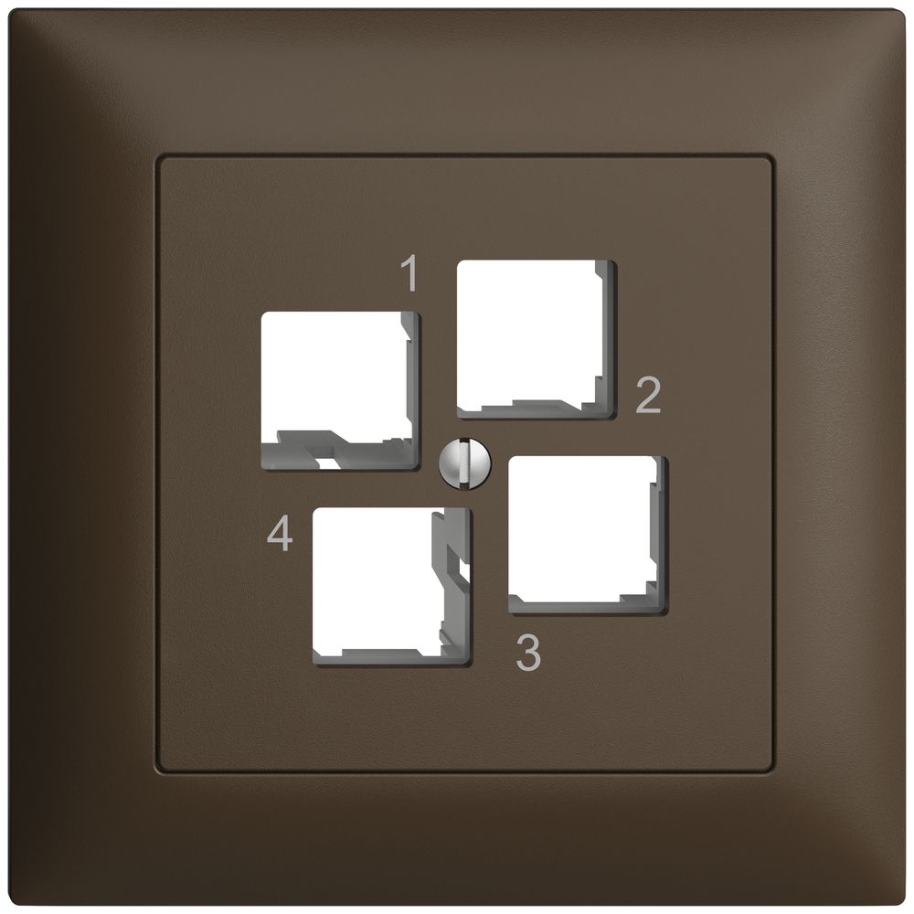 Kit de montage ENC Edue FMI EASYNET S-One, pour 4×RJ45, sortie droite, coffee