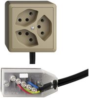 AP-Steckdose EDIZIOdue 3×T13 L1 Snap sand für Flachkabel Technofil