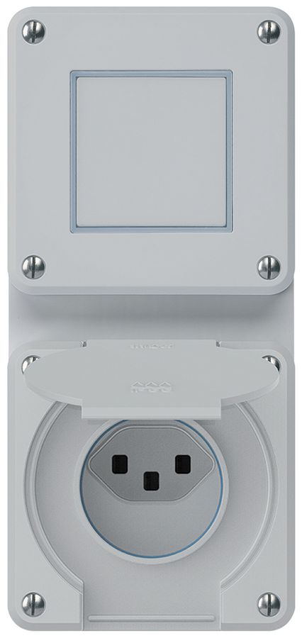 UP-Kombination robusto 2×1, Schalter Schema 3/Steckdose T23 IP55 grau