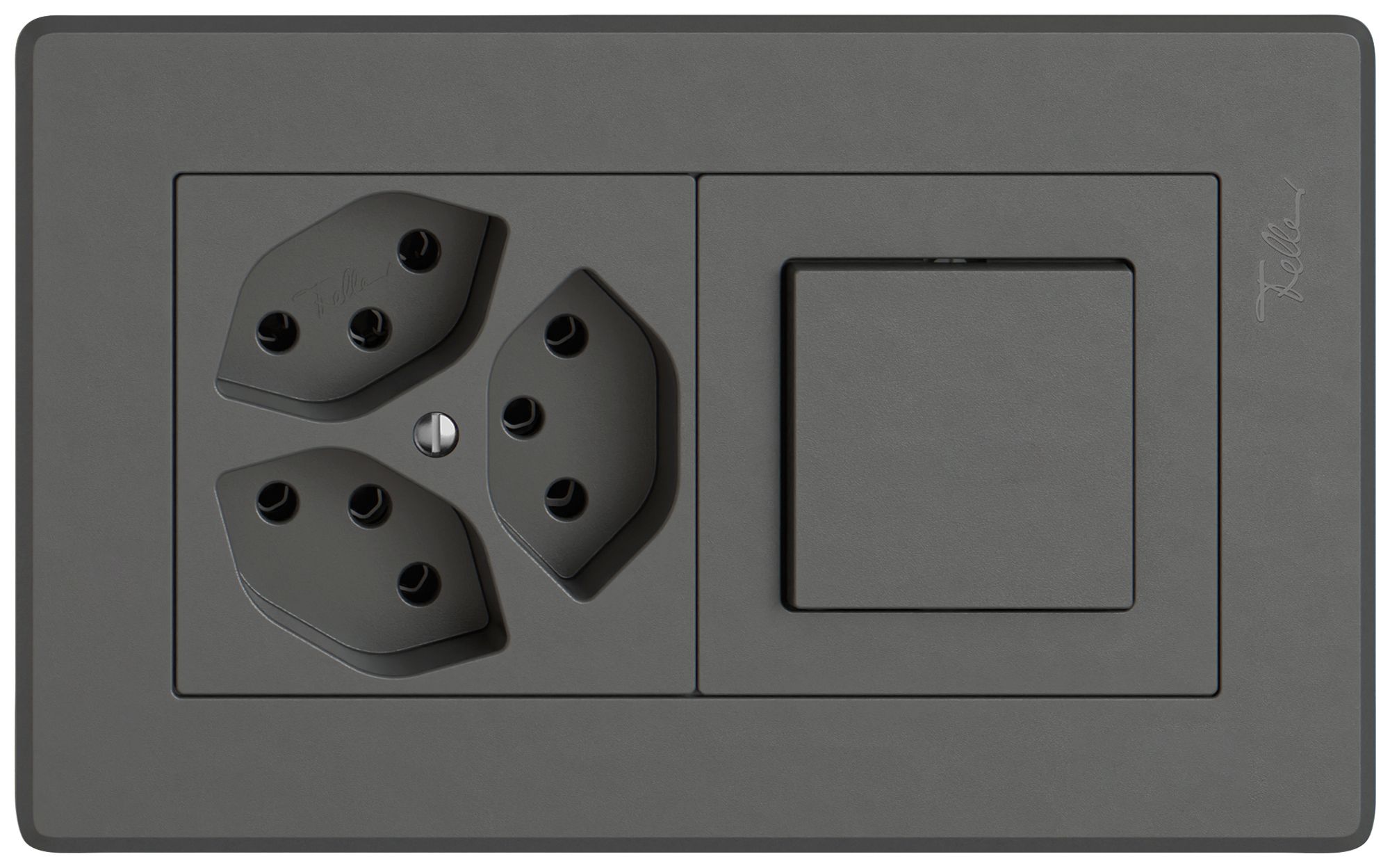 UP-Kombination EDIZIO.liv SNAPFIX® 1×2 96×156mm 3×T13+Schema 3/1L dunkelgrau