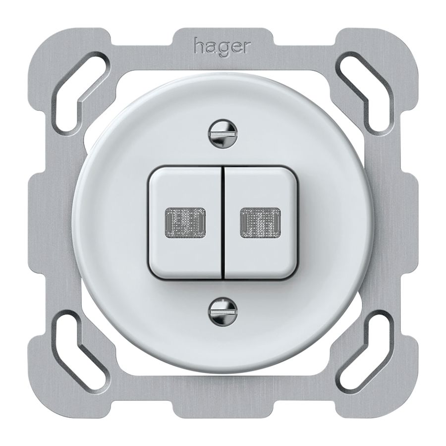 UP-Leuchtdruckschalter origin Sch 1 (3+3) 2×LED 77×77mm weiss