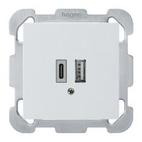 Prise de charge USB ENC kallysto 18W PD 1×type A 1×type C a.plaque d.fixation bc