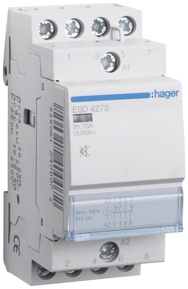REG-Schütz Hager 24VAC 2 Schliesser 2 Öffner 25A brummfrei 2TE