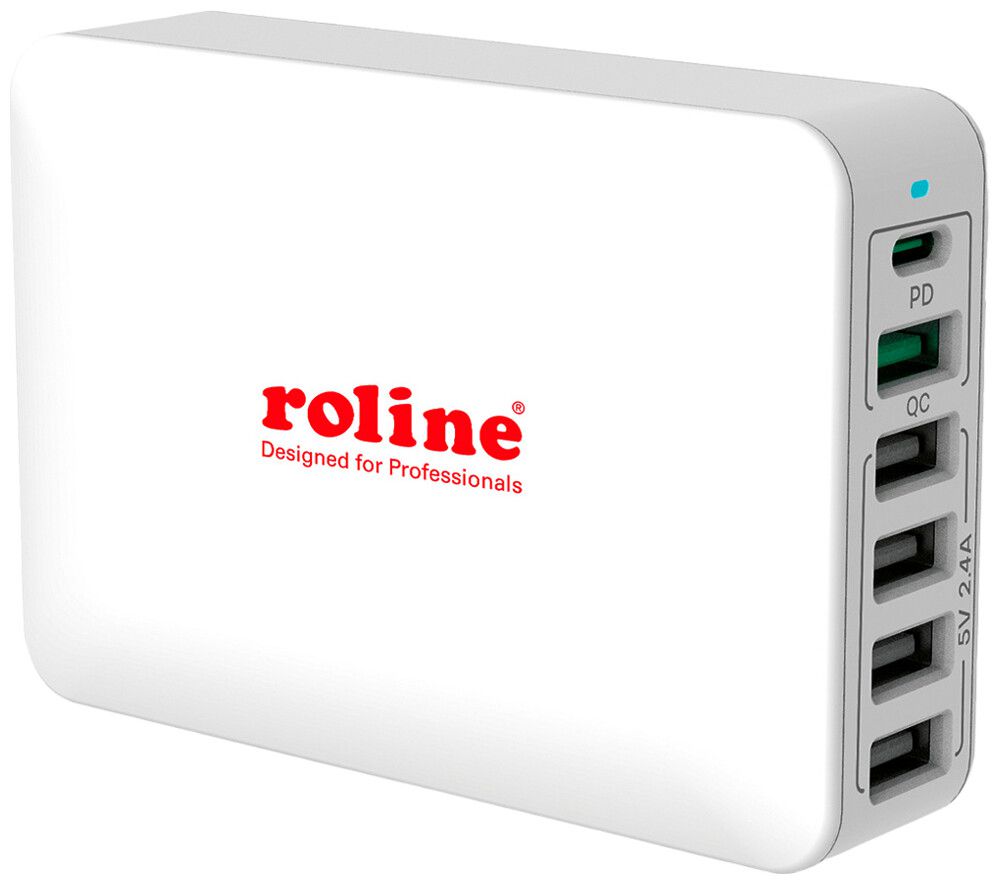 Adaptateur secteur ROLINE 4×USB-A 1×USB-A-QC 1×USB-C 60W 20VDC 3A blanc