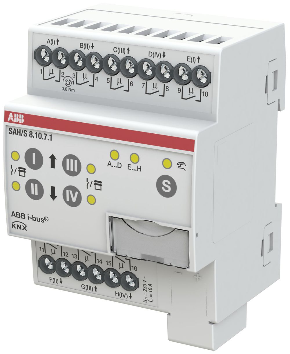 Attuatore-commutatore combinato KNX AMD ABB SAH/S8.10.7.1, 8-volte, 10A
