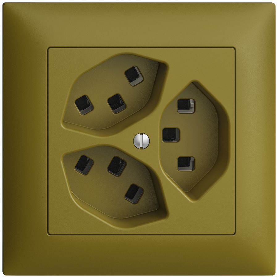 UP-Steckdose 3×T23 16A EDIZIOdue olive, mit Steckklemmen