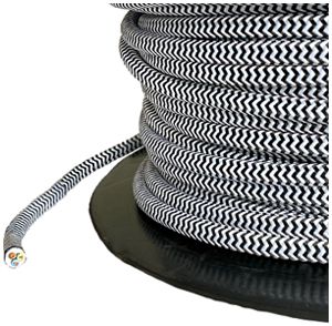 Câble textile Elektrogros 3×0.75mm² blanc/noir rouleau à 50m