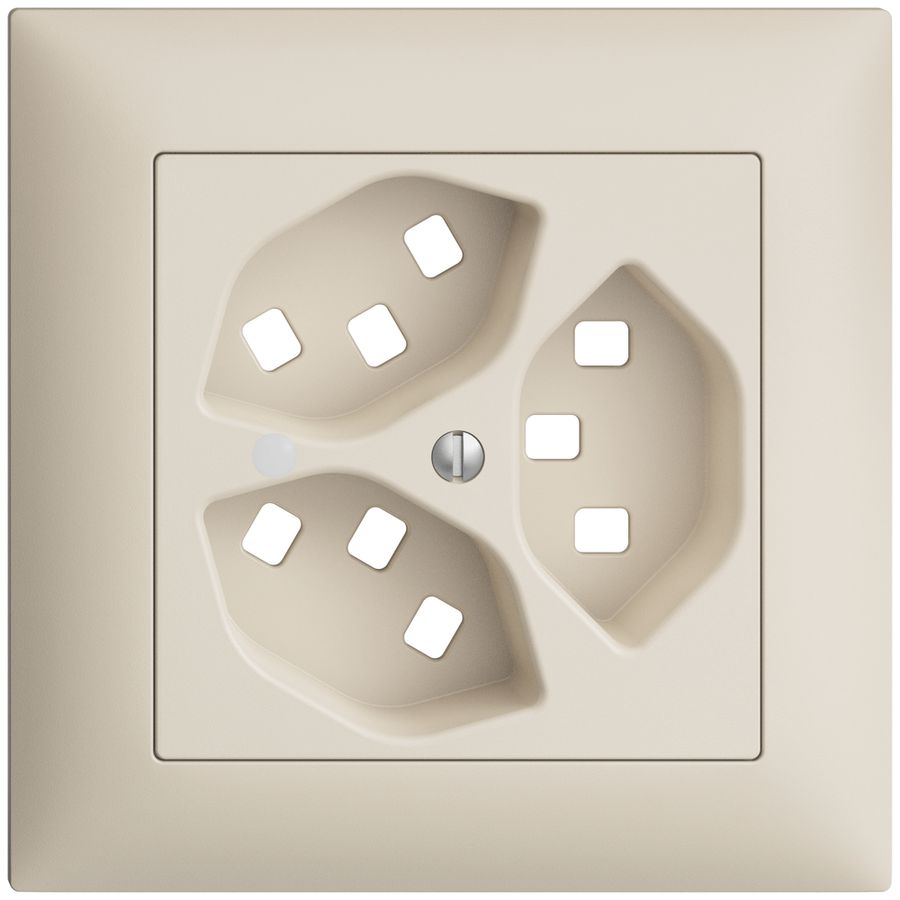 UP-Frontset EDIZIOdue crema 88×88mm 3×T23 mit Linse