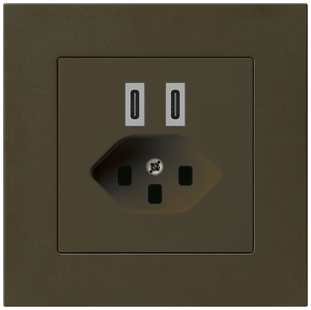 Prise de charge USB ENC Hager kallysto.pro C-C 20W+T23 5V 94×94mm brun