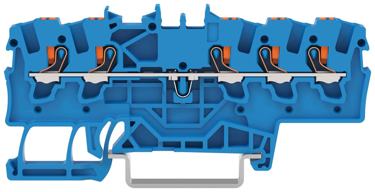 Borne de passage joignable WAGO TOPJOB S 1.5mm² 24A Push-in 5×1 TH35 bleu